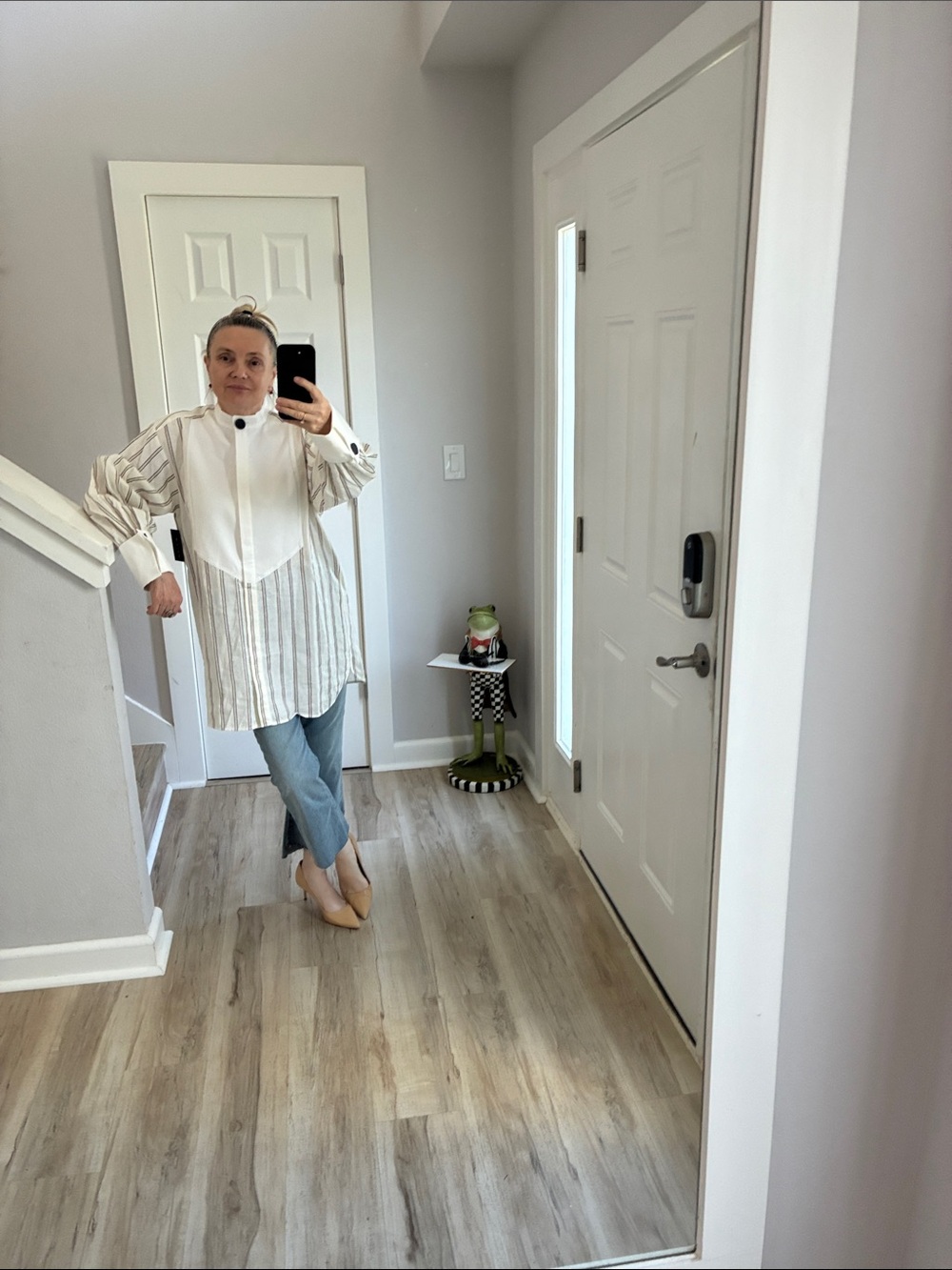 By Malene Birger White Tunic with Black and Beige Stripes
Size EU 38 /US M